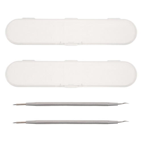 2Sets Metal Hair Extension Tool Silver Curved Tip Precision Remover