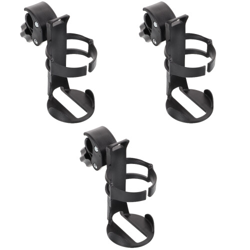 3Pcs Universal Stroller Cup Holder Black PP Plastic for Bikes Walkers 1