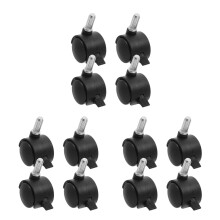 12Pcs Heavy Duty Black PU Caster Wheels with Brake for Chair and Cart