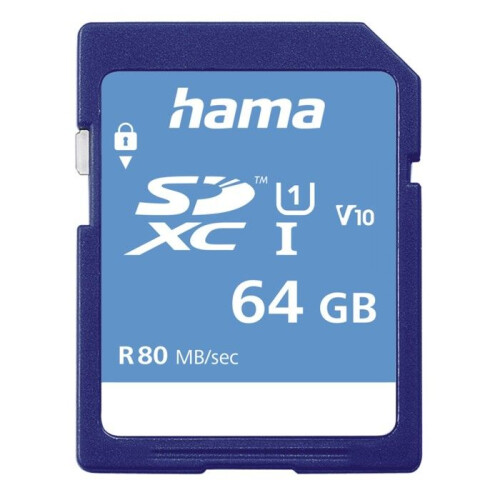 Hama Carte SDXC 64GB CL.10 UHS-I 80MB, packaging FIN