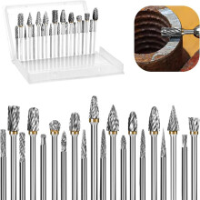 20pcs 1/8 Inch ShankCarbide Burr Set Compatible with DremelBits Tool for Stone Wood Carving Cutting Engraving Polishing