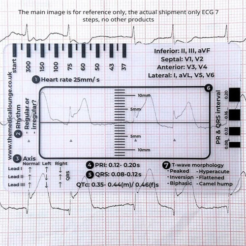 ECG 7 Step Ruler, ECG Ruler Plastic Ruler Measuring Tool, ECG 7 Step Ruler for ECG/EKG Interpretation 2
