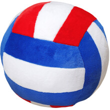 Furry Volleyball Shape Throw Pillow-red white blue 30cm