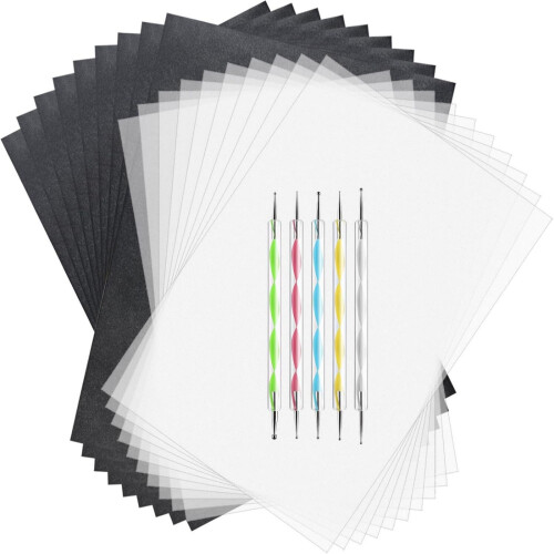 150Pcs Black And White Carbon Transfer Tracing Paper Pack With 5