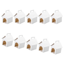 Packung mit 10 weißen Geschenkboxen in Hundehausform für Partys