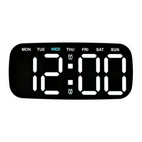 LED Digital Alarm Clock with 3 Brightness-2817 black shell whi