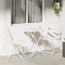 Berkfield Garden Bistro Set Folding 3 pcs White Steel