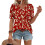 Women's  Short Sleeve Button-Down V-Neck Shirts rSets -Beige M 3