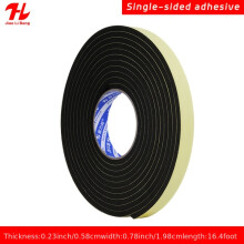 (6mm thick, 5.01 m long, 20mm wide) Cinta antivibración de espuma de esponja EVA negra autoadhesiva de un solo lado fuerte para espacios de puertas