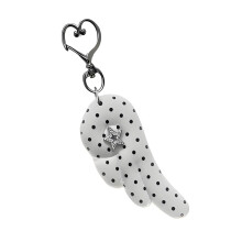 Stylish Heart Shape Winged Keyring Craft Of Sturdy Fabric-White