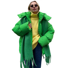 (S, Green) Women's Warm Winter Coats Casual Puffer Jacket Long Sleeve Zipper Baggy Short Warm Down Jackets Outwear with Hooded Yellow S