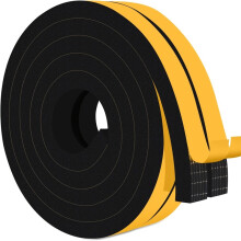 (1.2cm wide &1cm thick, 2m long) 2 rollos de cinta de sellado negra a prueba de viento, fuerte adherencia, cinta aislante de espuma ligera