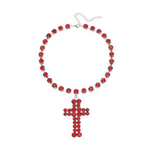 Bijoux fantaisie polyvalents avec pendentif croix adaptés-Rouge