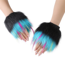 Open Finger Warm Gloves Cozy Fleece Holiday Rainbow-Section 15