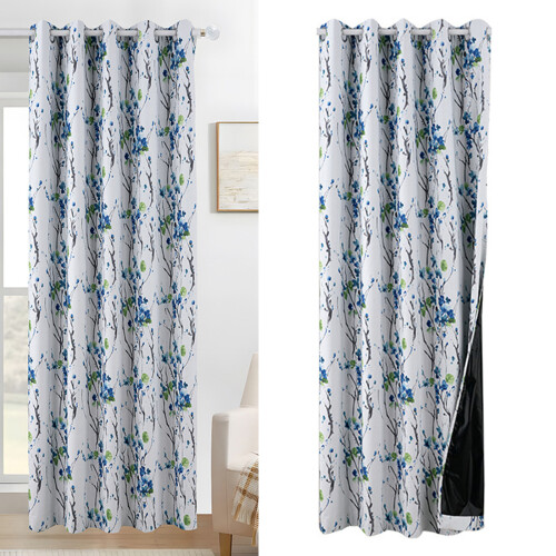 Verdunkelungsvorhang mit Blumenmuster,-hellblau 140x260 2