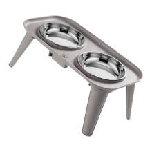 Neck Relief Elevated Dog Foods Water Bowls Stainless -Gray L