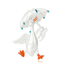 Jolie broche en alliage de canard, pour veste, sac à dos,-Argent
