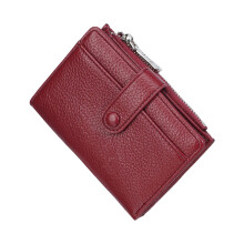 Women Wallet Leather Pocket Wallet PU Purse Slim Short-Burgundy