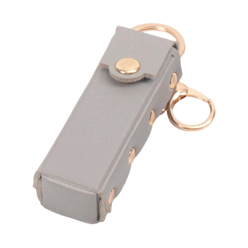 Porte-clés porte-rouge à lèvres avec imprimé léopard et-Gris