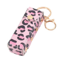 Elegant Leopard Print Keychain Cosmetic Case-pink leopard print