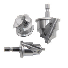 Pack of 3 Helical Drill Bits Hex Shank for Water Pipe-Silver