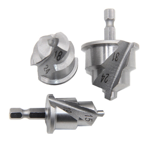 Pack of 3 Helical Drill Bits Hex Shank for Water Pipe-Silver