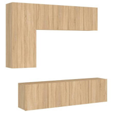 TV-meubel - HELLOSHOP26 - Wandset 5 delen - Sonoma eik - Spaanplaten - Opslag
