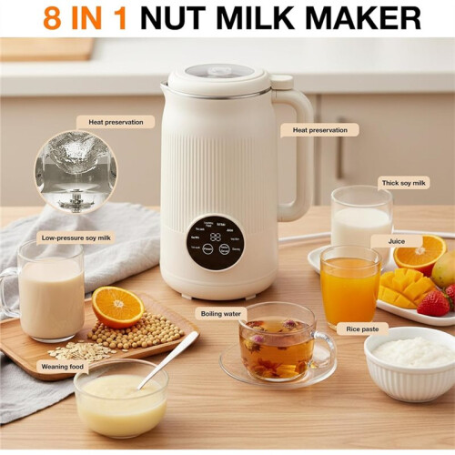 Nut Milk Maker Machine,40oz Soy Milk Maker with Self-Cleaning, Delay Start,Keep Warm,for Juice,Smoothie,Eu Plug 2