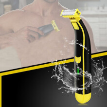 Afeitadora eléctrica portátil recargable por USB para hombre (Amarillo y negro)