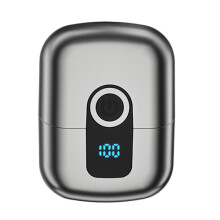 Afeitadora eléctrica magnética de doble anillo, portátil, recargable, lavable, para hombre (gris)