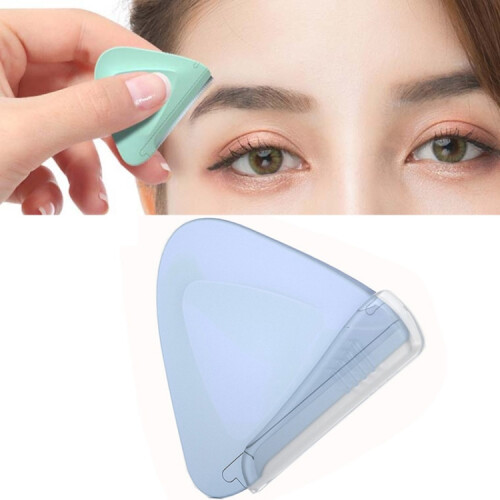 Two small triangular eyebrow trimmers (purple + green)