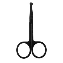 Neushaarschaar voor mannen met ronde punt, handmatige neushaartrimmer, kleur: diepzwart