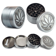 Weed Grinder Metal Stainless Steel Maple leaf Type Herbal Herb Tobacco Grinder, Size:40MM 4 laryers