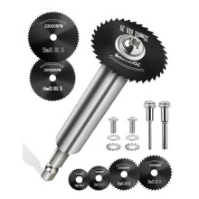 Cutting Wheel for Drill, Rotary Tool Cutting Discs with 6pcs Steel Saw Blades, 1pc 1/4in Hex Shank, 1/8in Round Shank
