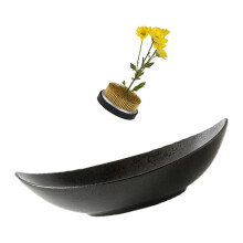 Vasenset, 2 Zoll Blumenfrosch Kanzan mit 9 Zoll Schalenvase - Inklusive Blumenfrosch