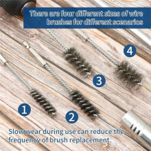 8Pcs Stainless Steel Wire Brush, Bore Brush Set, Enduring Cleaning Wire Brush with Hex Shank, Rust for Electric Drill
