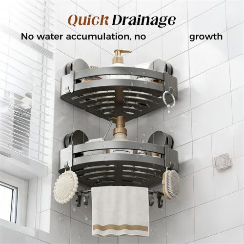 Support mural multifonctionnel pour salle de bain, avec crochets 1