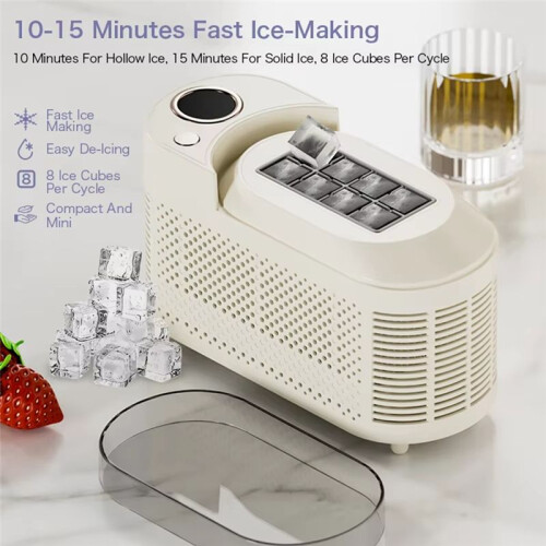 Ice Maker Machine  Home/Car Electric Ice Maker Automatic  Fast Cream White US Plug 1