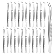 24Pcs Stainless Steel Tweezers with Curved Serrated Tip, 6Inch Long Tweezers for Crafting, for Sewing