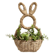 Easter Bunnies Basket Hanging Wall Pocket Hand Woven-1pcs