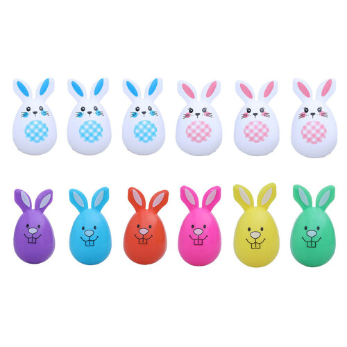 Empty Bunnies Eggs Plastic Bunnies Shape Easter-Six colors 6pcs 1