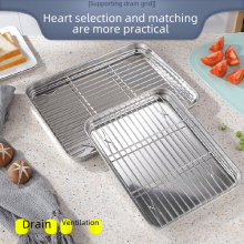 Japanese-style Flat-bottomed Drain Mesh Pan Thickened Cold-skin Rice Rice Bowel Steamer Cooking Baking Cooling Rack Oil-water Baking Pan