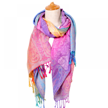 Spring and Autumn Mix and Match Scarf Dual-use Jacquard Color Cashew Long Scarf Travel Photograph Shawl Women's Bag Turban