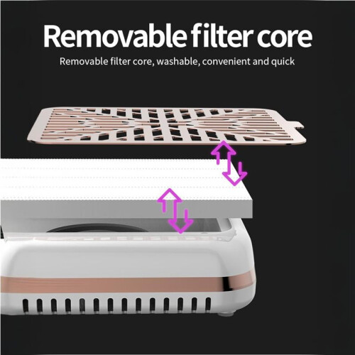 Rechargeable Nail Dust Collector,Strong Suction,Touchscreen,One-Touch Start,Reusable Thickened Filter,for Home US Plug A 1