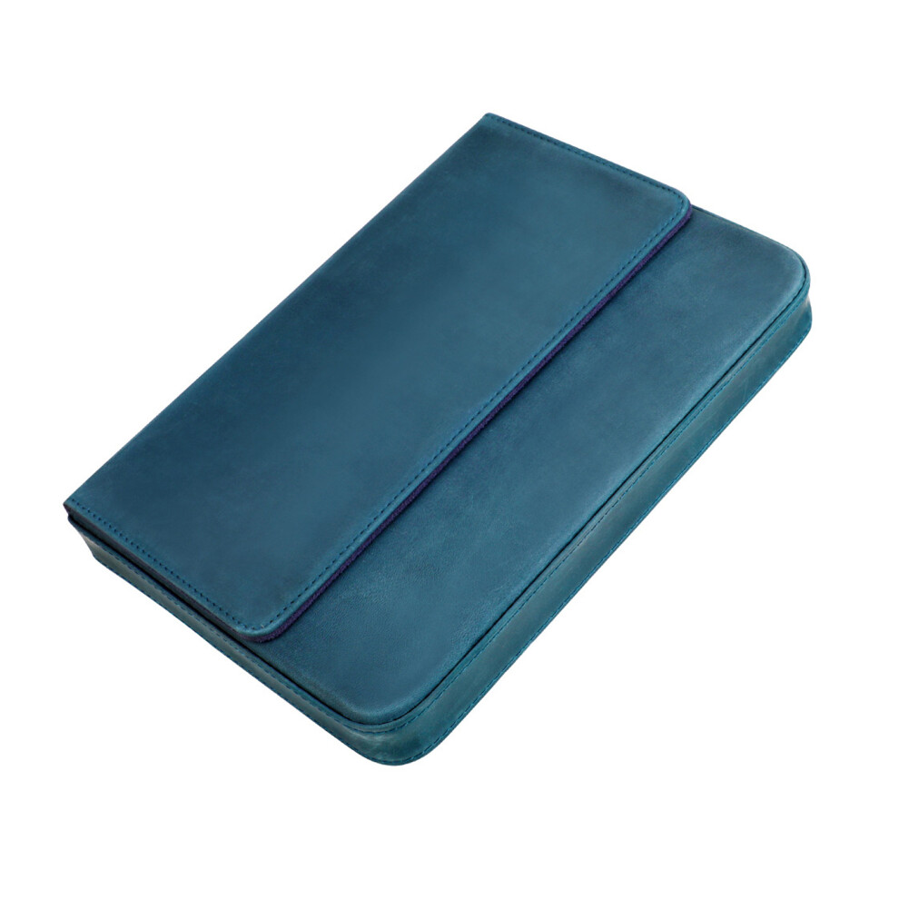 12 Slots Fountain Pen Case Leather Pen Box With Sliding-Blue 7627001367036