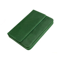 12 Slots Fountain Pen Case Leather Pen Box With Sliding-Green