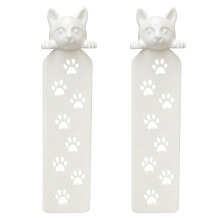 2Pcs Kitten Shaped Plastic Bookmarks Textbook Page Holder-White