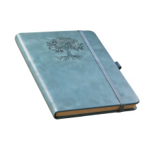 Retro PU Leather Notebook with 160 Pages Lined Elastic Pen-blue