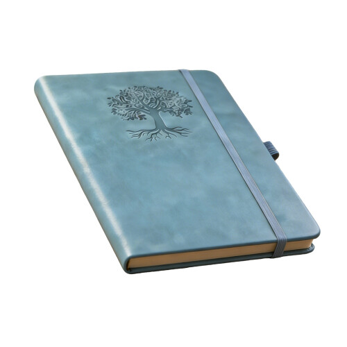 Retro PU Leather Notebook with 160 Pages Lined Elastic Pen-blue