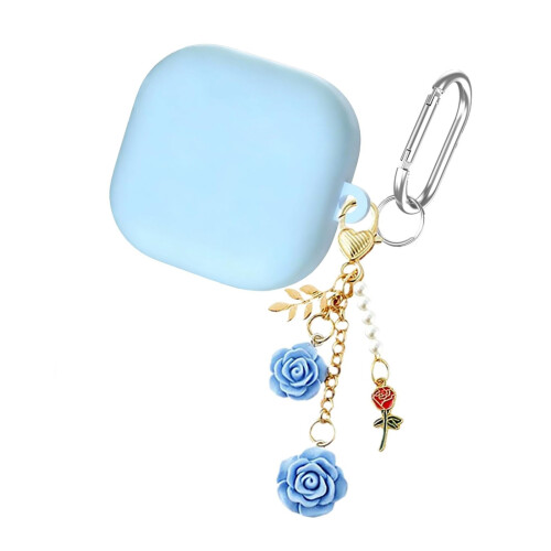 Étui de protection en silicone élégant à fleurs de camélias-Bleu